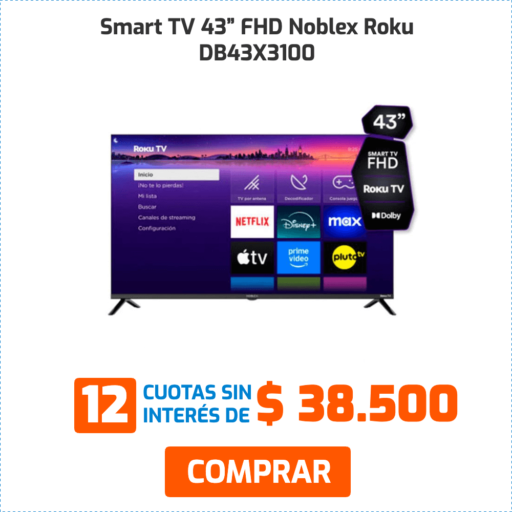 Smart TV 50” UHD 4K Noblex DR50X8580 12 cuotas sin interés de $50.000 COMPRAR